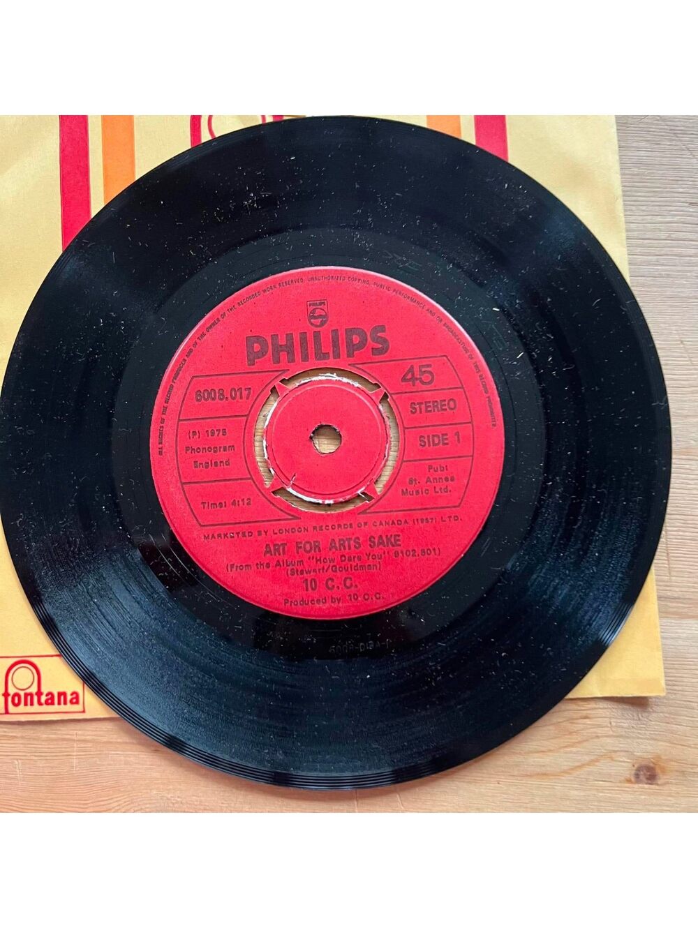 10 C.C. - Art for Arts Sake/Get it while you Can 45rpm VG+ R07